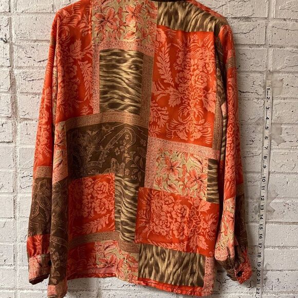 Vintage Fall Inspired short sleeve shirt blouse button-up Size L - Picture 6 of 9